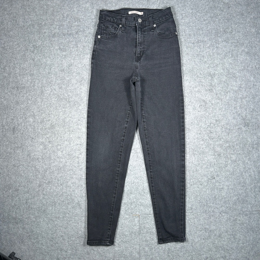 Levi's Denim High Waisted Mom Jean Womens 25x29 Black Tapered Leg Stretch Casual